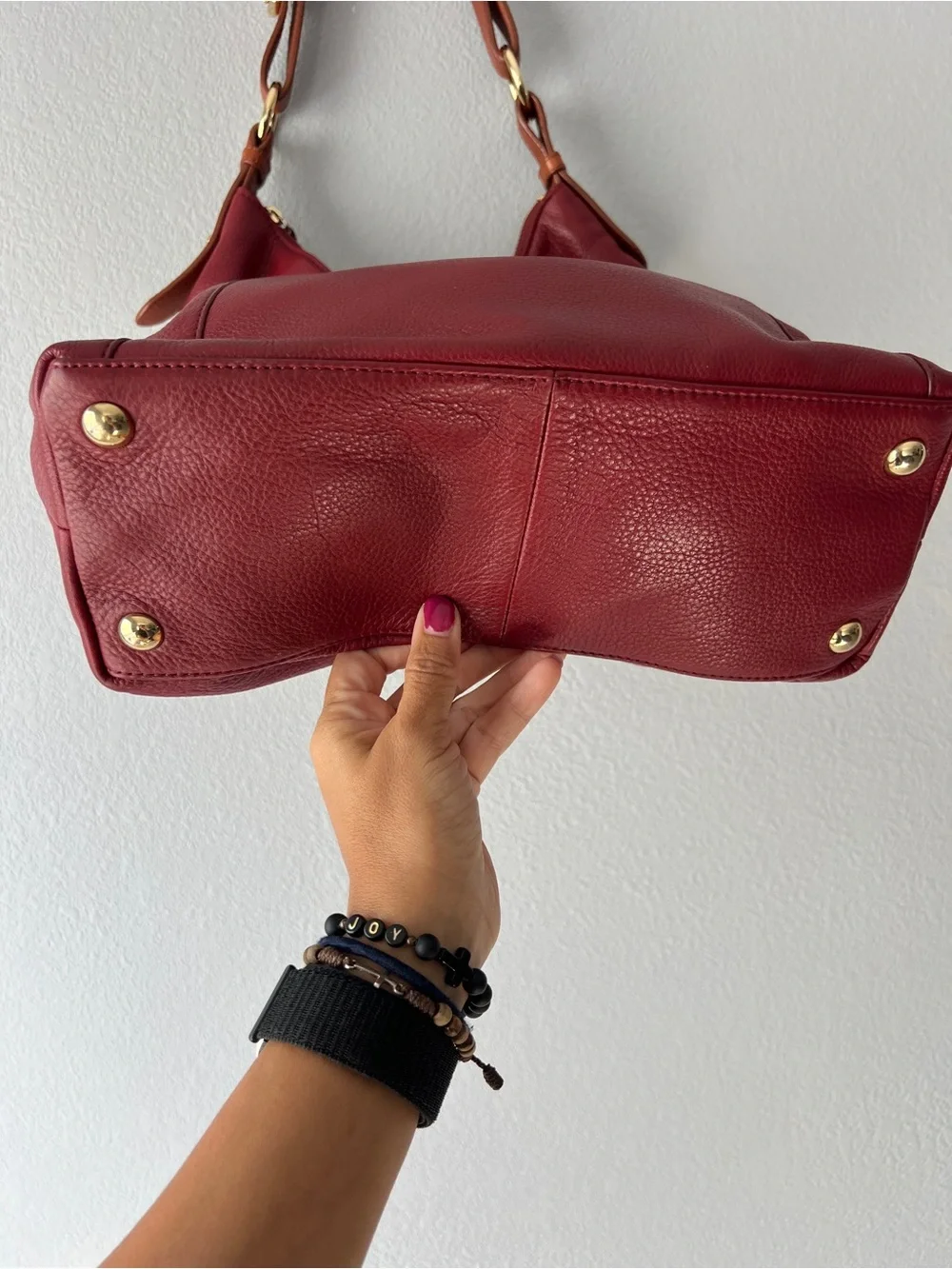 Isaac Mizrahi Bridgehampton Red Leather Hobo Bag Slouchy Boho Shoulder Purse